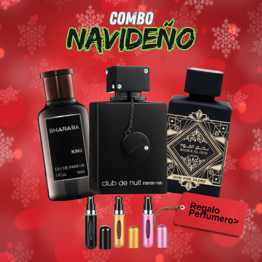 COMBO NAVIDAD - Bharara, ClubTheNuit, LataffaOudOfGlory + Perfumero GRATIS