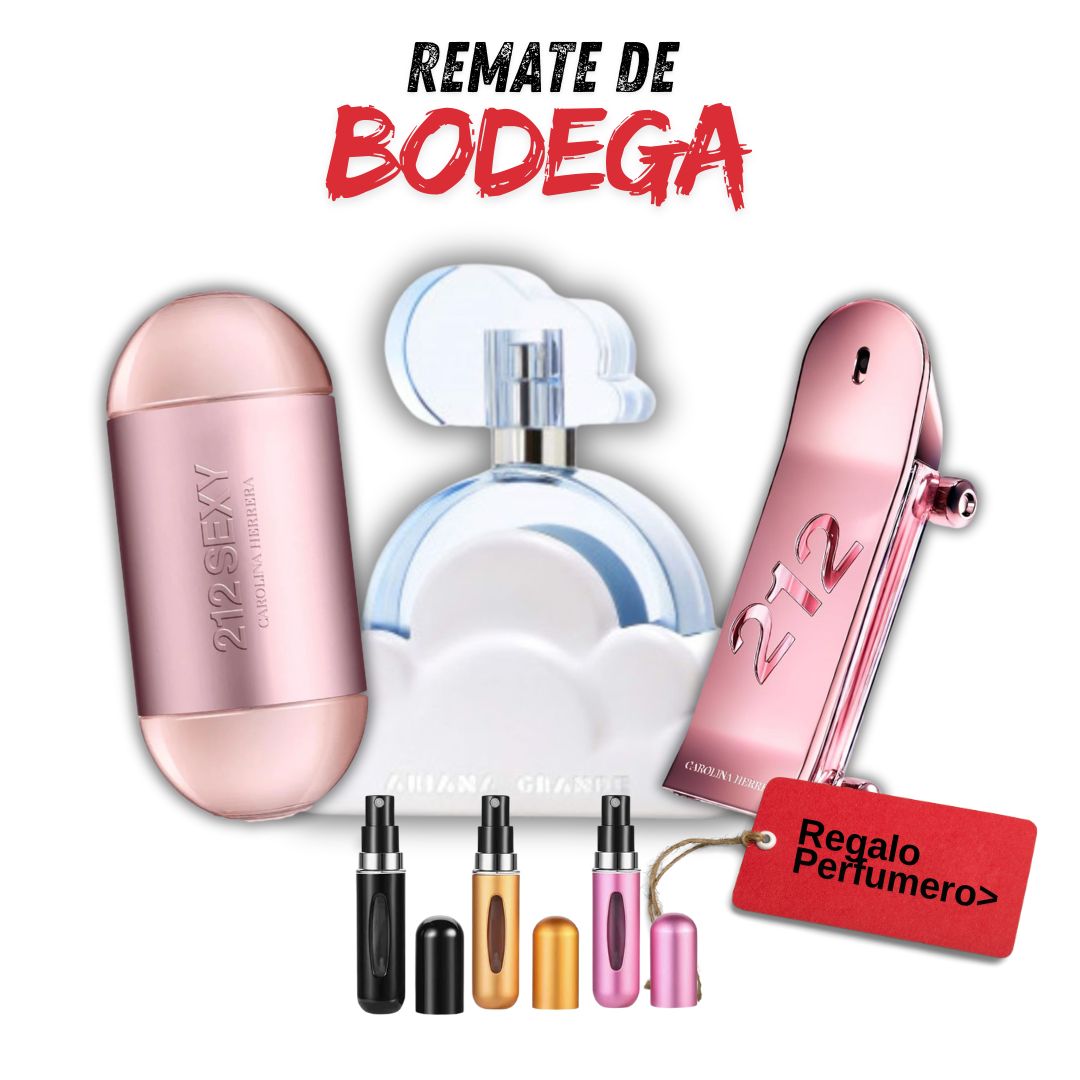 REMATE DE BODEGA - 212VIPSexy, ArianaGnde, 212Heroes + Perfumero GRATIS