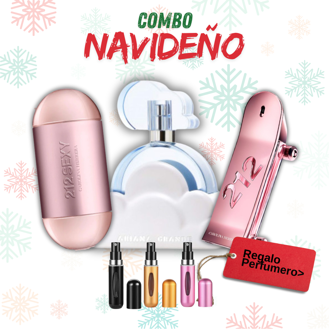 COMBO NAVIDAD - 212VIPSexy, ArianaGnde, 212Heroes + Perfumero GRATIS