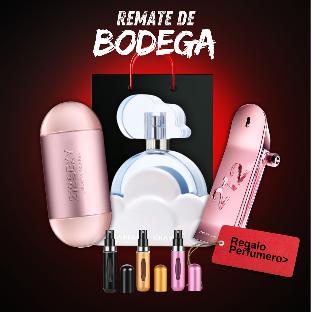 REMATE DE BODEGA - 212VIPSexy, ArianaGnde, 212Heroes + Perfumero GRATIS