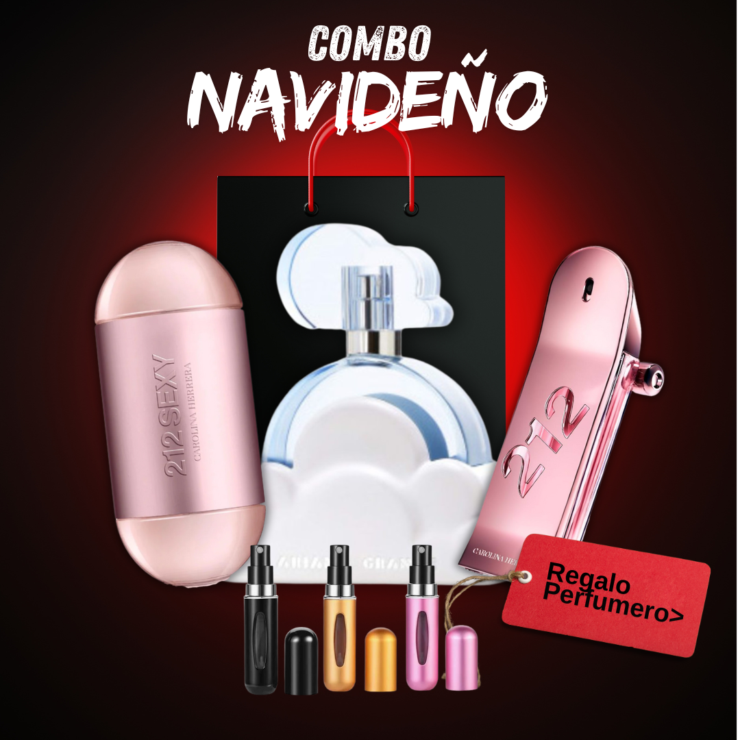 COMBO NAVIDAD - 212VIPSexy, ArianaGnde, 212Heroes + Perfumero GRATIS