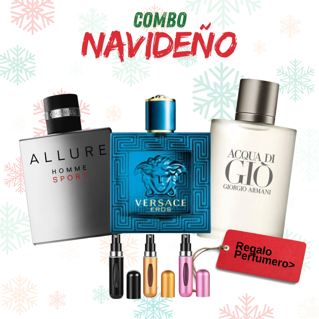 COMBO NAVIDAD - AllureSport, Versache Eros, AquaDiGio + Perfumero GRATIS