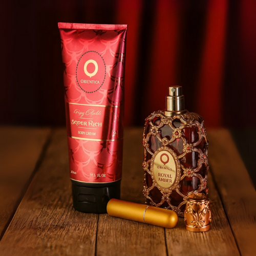 Set Perfume Orientic + Crema Corporal + Perfumero