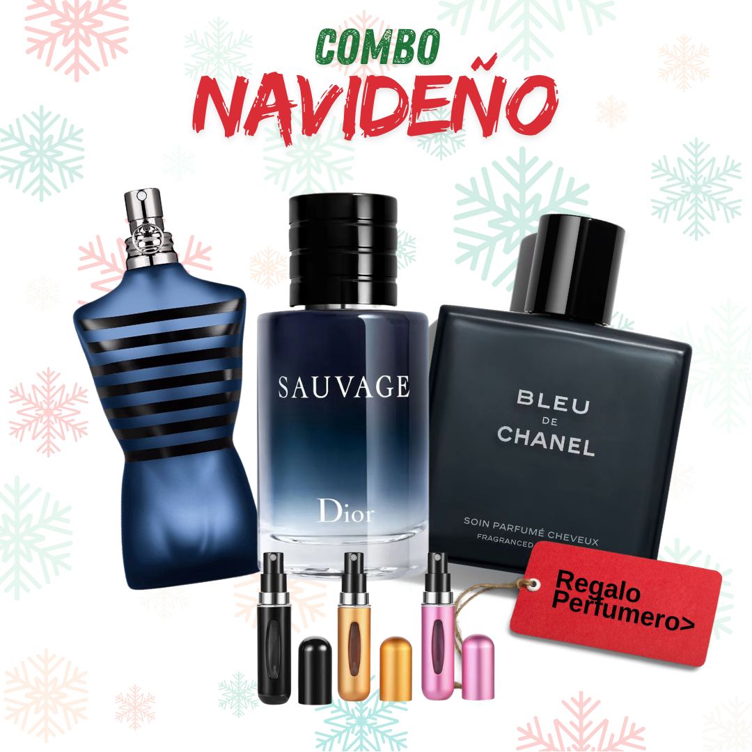 COMBO NAVIDAD - JeanPaul, Sauvage, BleuChanel + Perfumero GRATIS