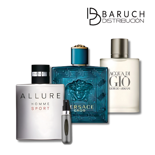 Hombre de Estilo - AllureSport, Versache Eros, AquaDiGio + Perfumero GRATIS