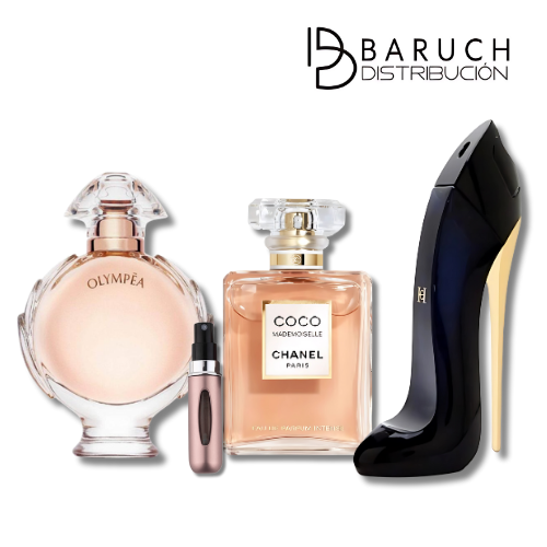 Esencia de Elegancia - CocoChanel, GoodGirl, Olympea + Perfumero GRATIS