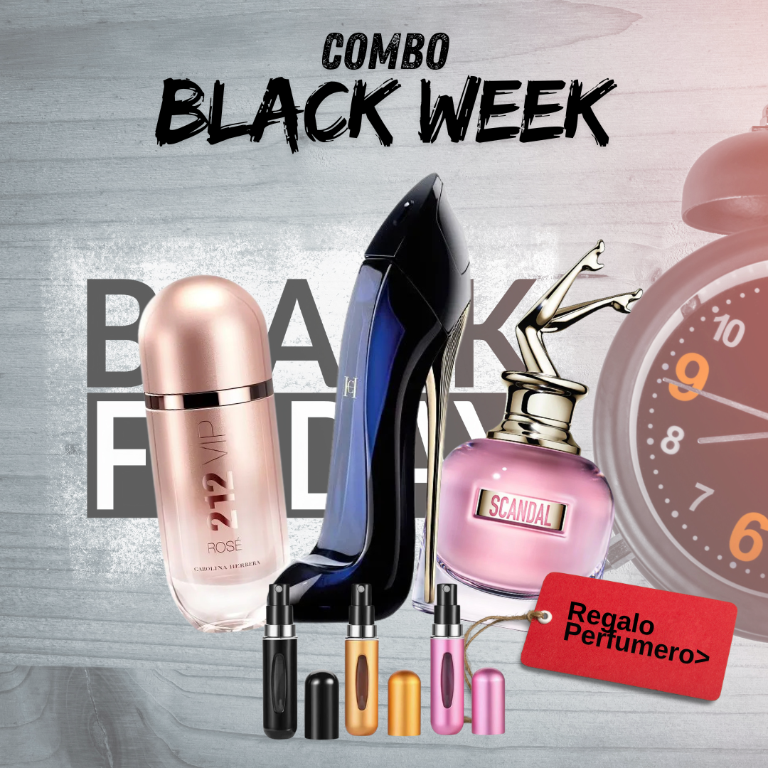 COMBO BLACK WEEK - 212VIPRose, GoodGirl, Scandal + Perfumero GRATIS