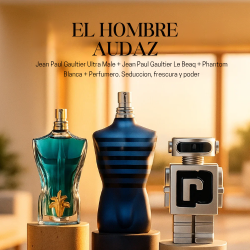 Hombre Audaz - UltraMale, Phanton, JeanPaul + Perfumero GRATIS