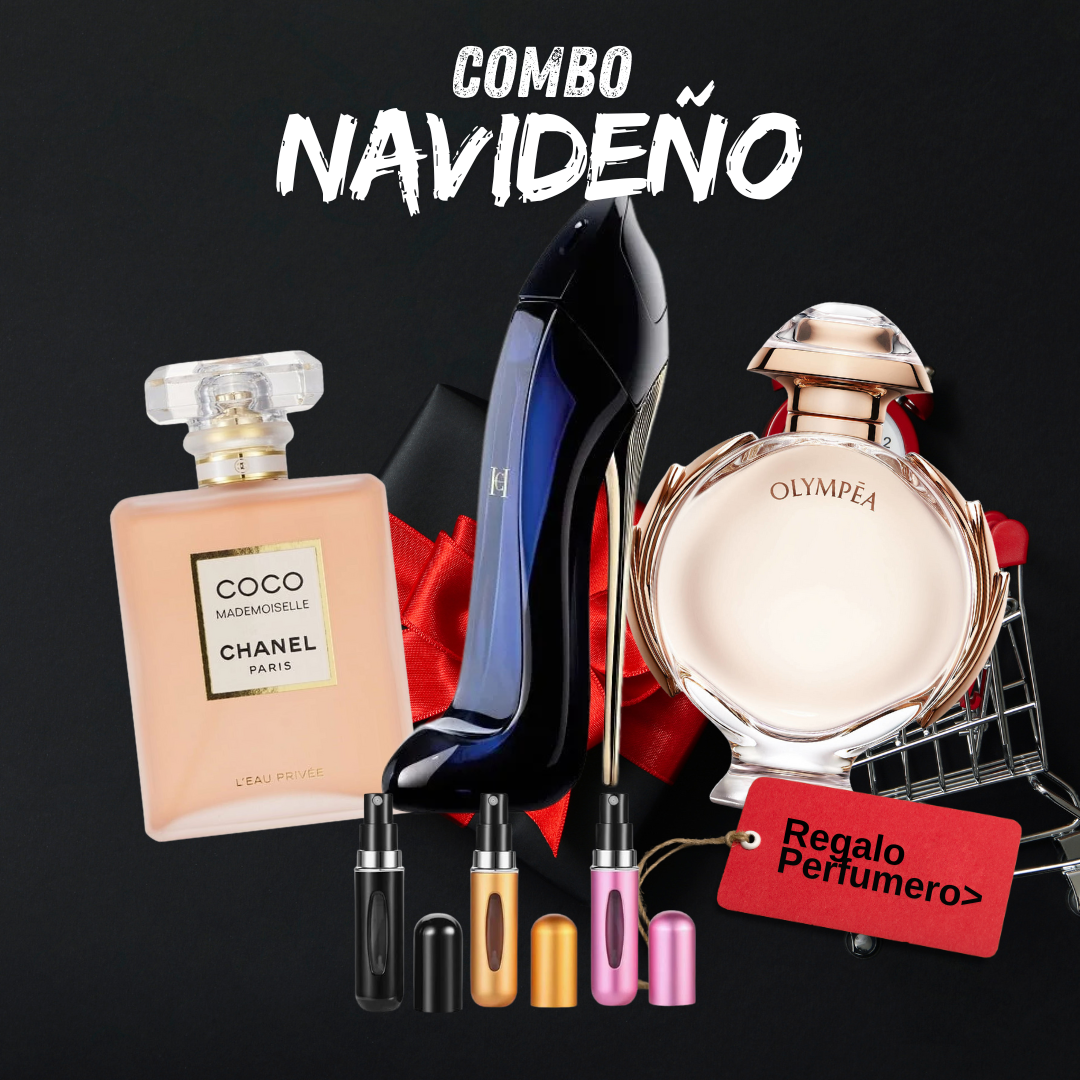 COMBO NAVIDAD - CocoChanel, GoodGirl, Olympea + Perfumero GRATIS