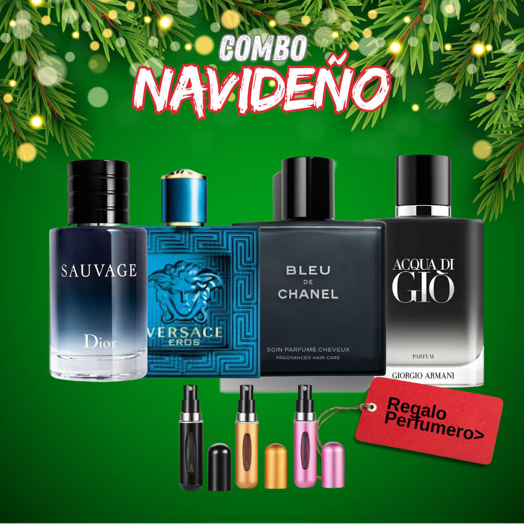 COMBO NAVIDAD - Sauvage, VersacheEros, BleuChannel, AquaDiGio + Perfumero GRATIS