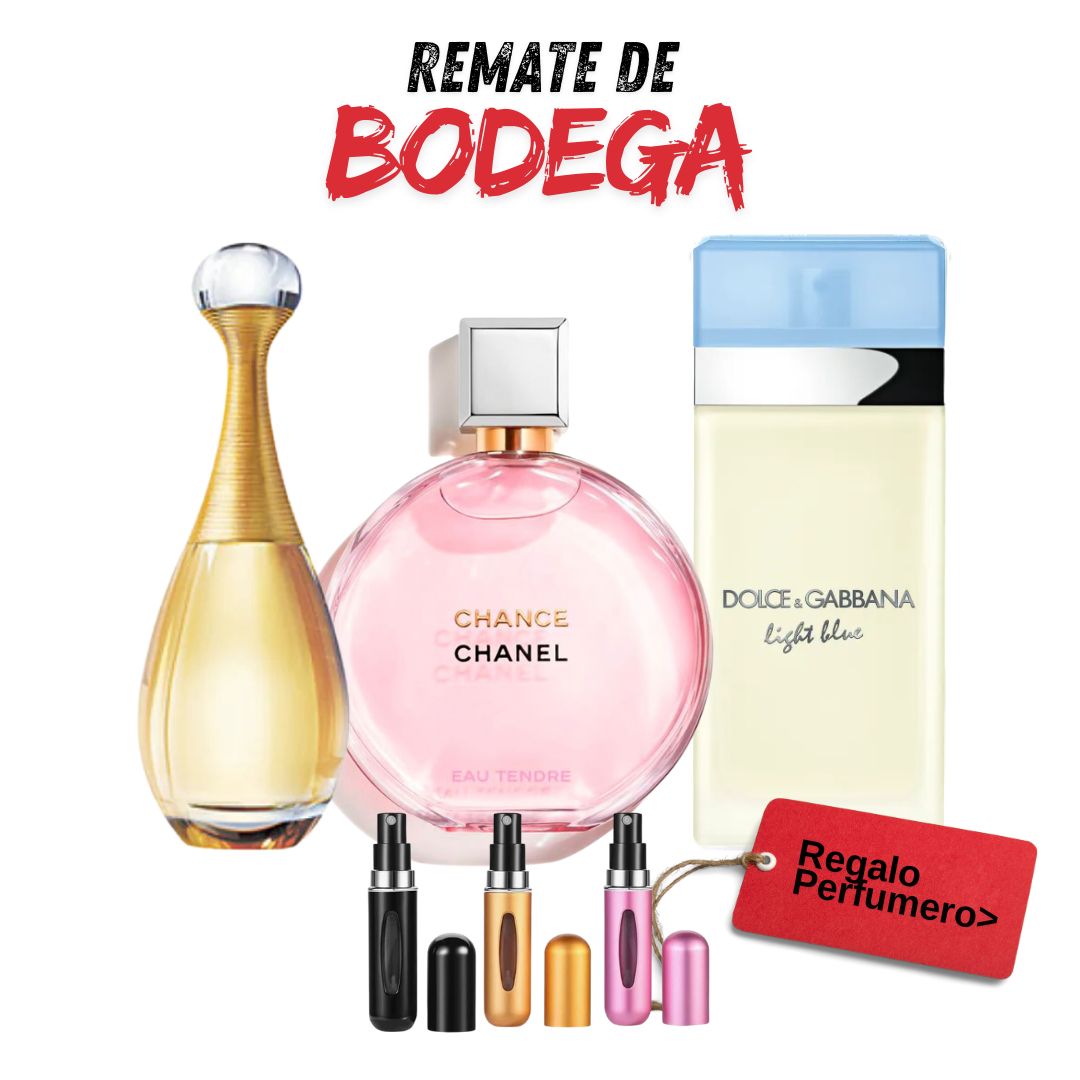 REMATE DE BODEGA - Jadore, ChangeChanel, LightBlue + Perfumero GRATIS