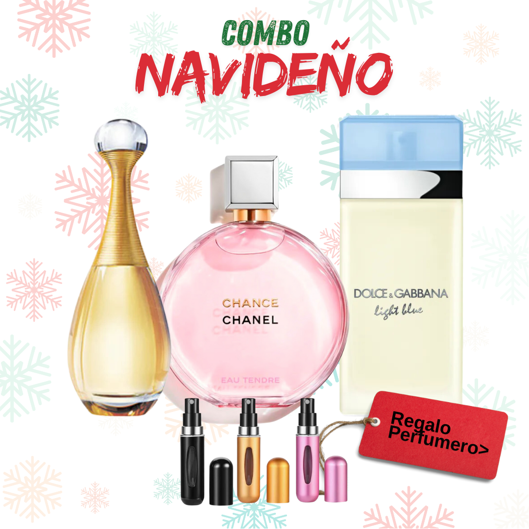 COMBO NAVIDAD - Jadore, ChangeChanel, LightBlue + Perfumero GRATIS