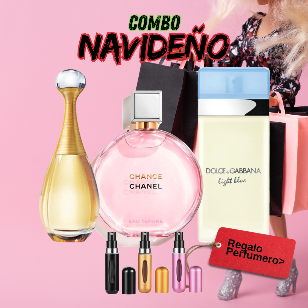 COMBO NAVIDAD - Jadore, ChangeChanel, LightBlue + Perfumero GRATIS