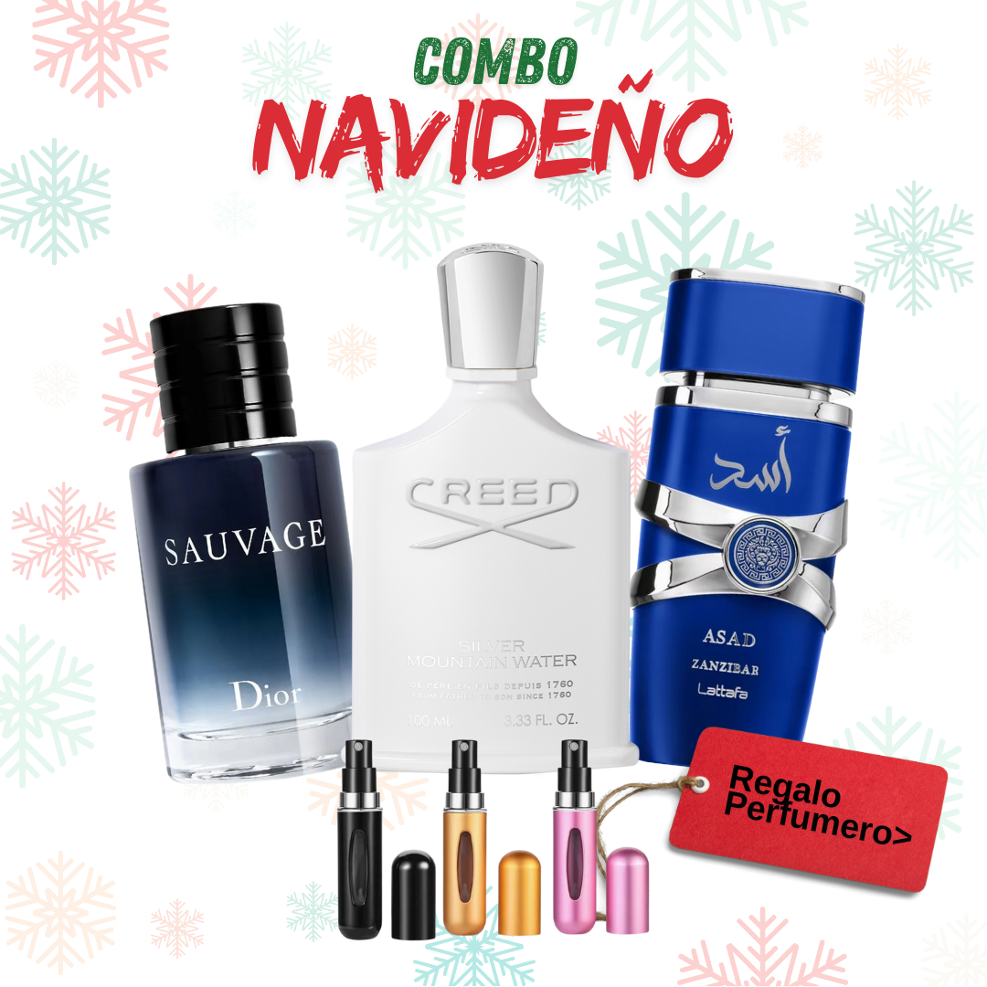 COMBO NAVIDAD - Sauvage, CreedSilver, YaraAsad + Perfumero GRATIS