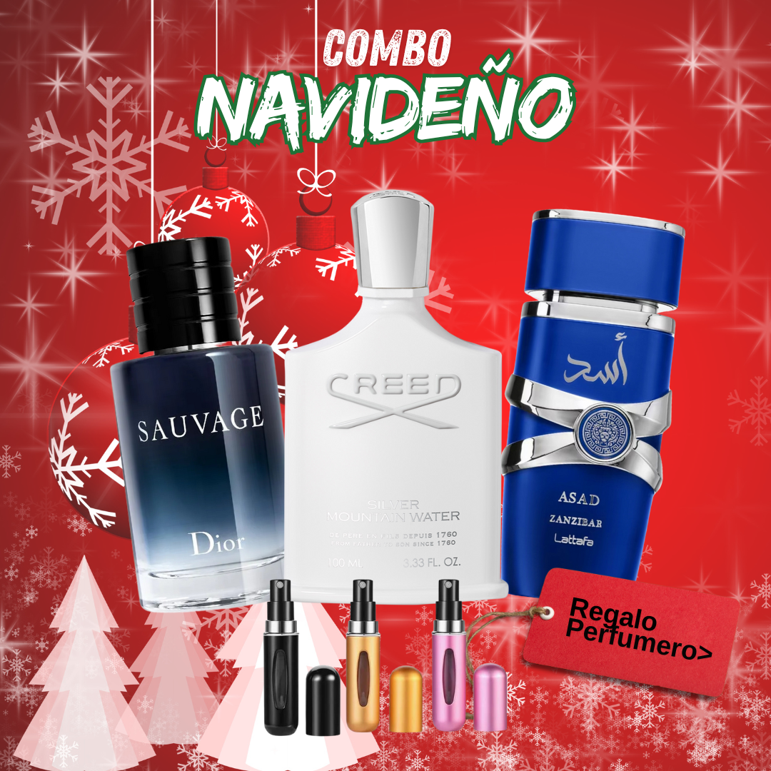 COMBO NAVIDAD - Sauvage, CreedSilver, YaraAsad + Perfumero GRATIS