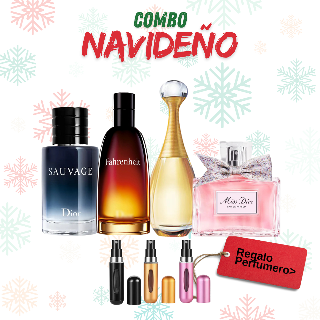 COMBO NAVIDAD - Sauvage, Farhenheit, Jadore, MissDior + Perfumero GRATIS