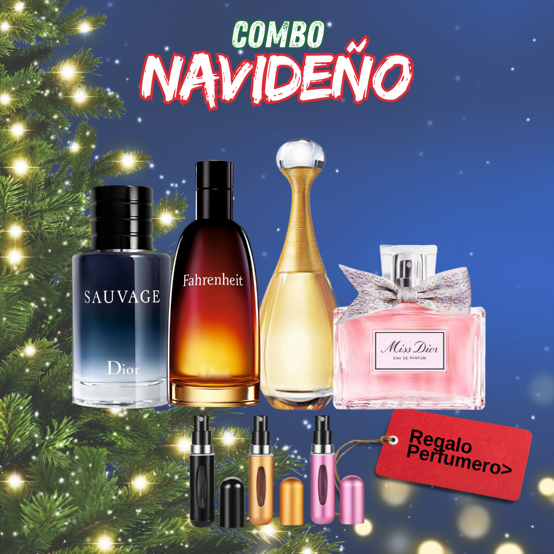 COMBO NAVIDAD - Sauvage, Farhenheit, Jadore, MissDior + Perfumero GRATIS