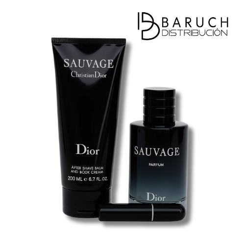 Set Perfume Dior Sauvage + Crema Corporal + Perfumero