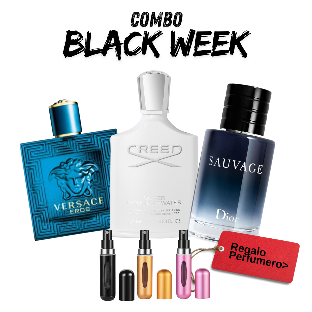 COMBO BLACK WEEK - Versache EROS, CreedSilver, Sauvage + Perfumero GRATIS