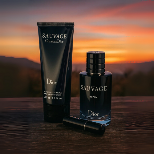 Set Perfume Dior Sauvage + Crema Corporal + Perfumero