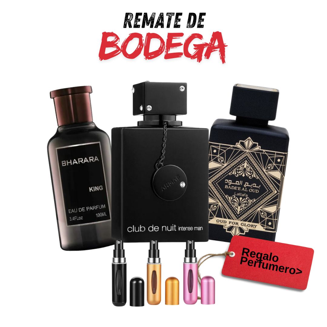 REMATE DE BODEGA - Bharara, ClubTheNuit, LataffaOudOfGlory + Perfumero GRATIS