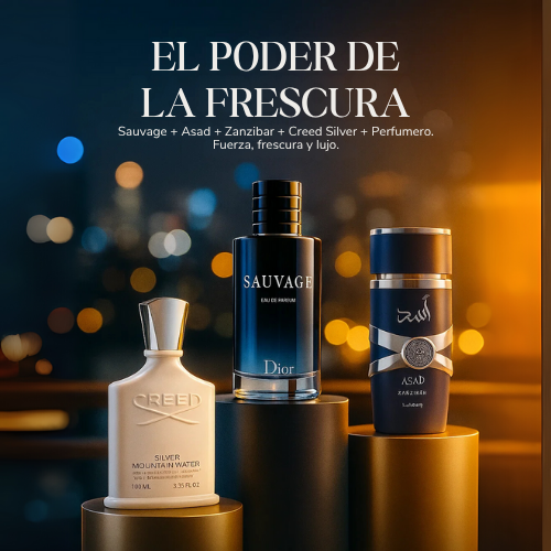 Poder Fresco - Sauvage, CreedSilver, YaraZanzibar + Perfumero GRATIS