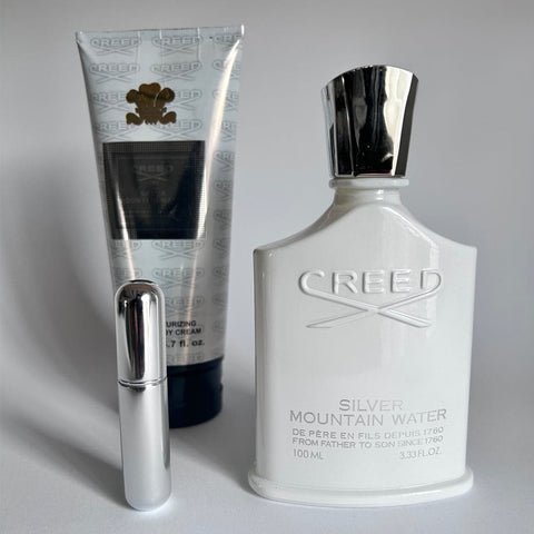 Set Perfume Creed Silver + Crema Corporal + Perfumero